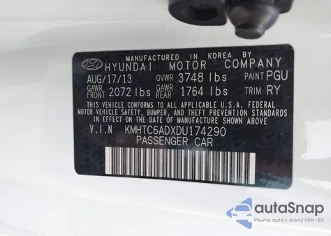 2013 Hyundai Veloster Base W/Gray z USA, uszkodzony, nr VIN KMHTC6ADXDU174290